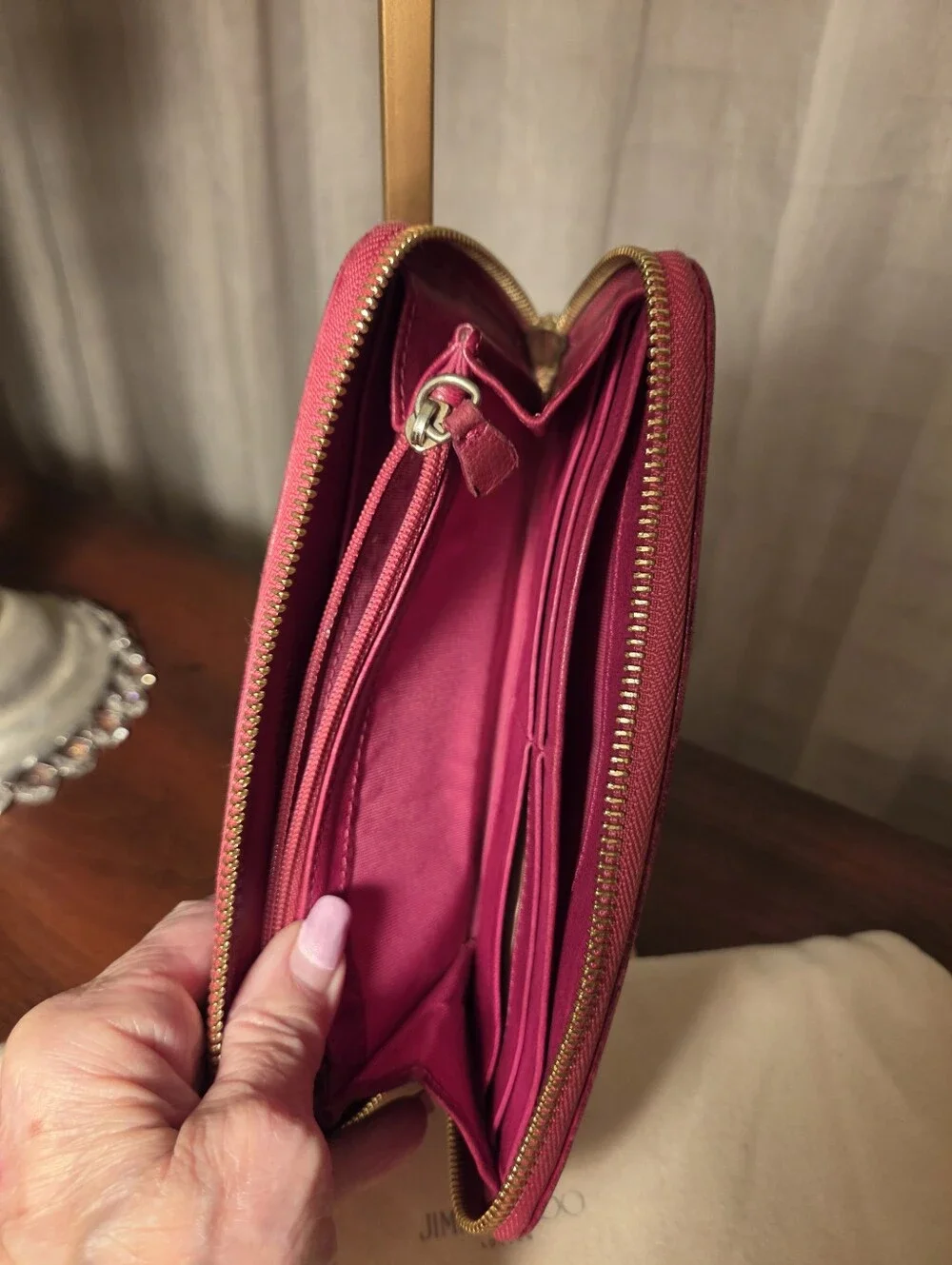 Jimmy Choo Fuchsia/Magneta Filipa Leather Wallet